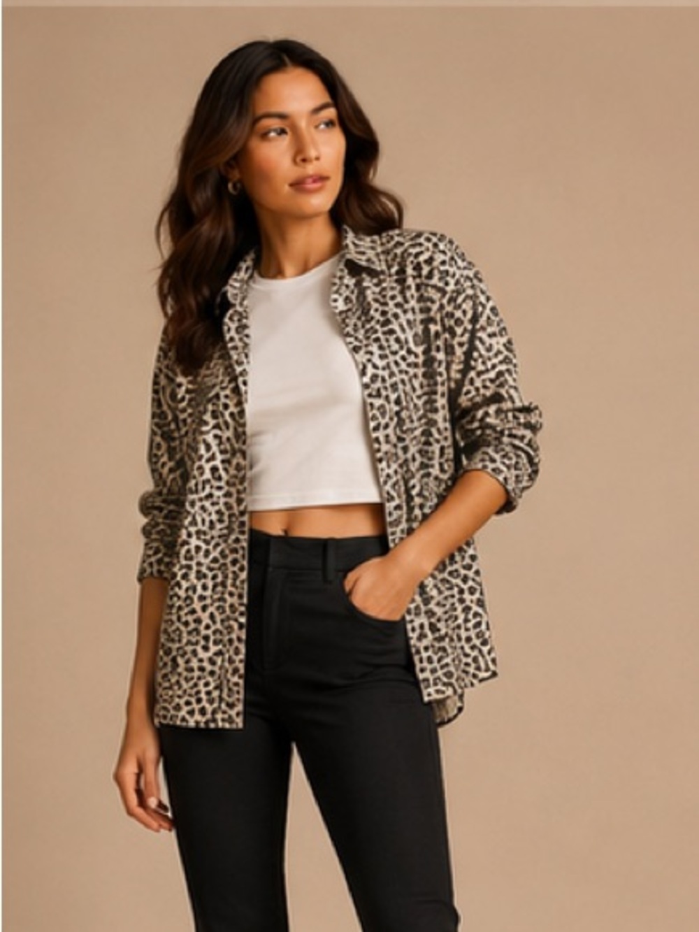 Casual Country Outfitters Leopard Print Button Front Shirt | Women's Small
